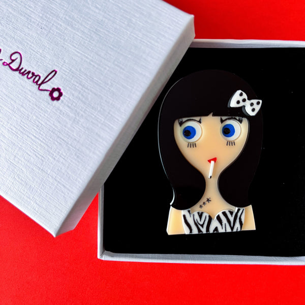 VIVIAN Pinup Girl Acrylic Brooch