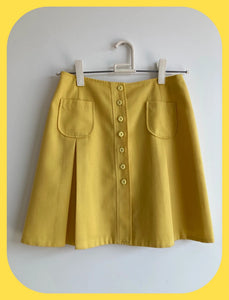 Jupe jaune plissée années 70