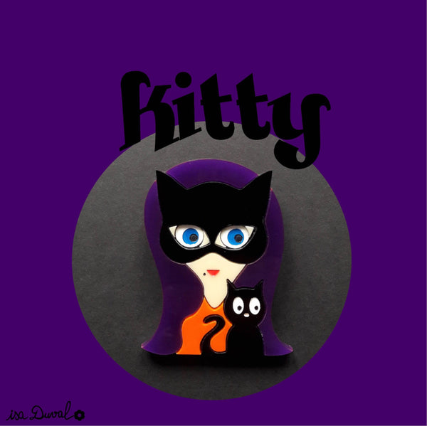 KITTY Acrylic Brooch, Halloween Limited Numbered Edition - Isa Duval