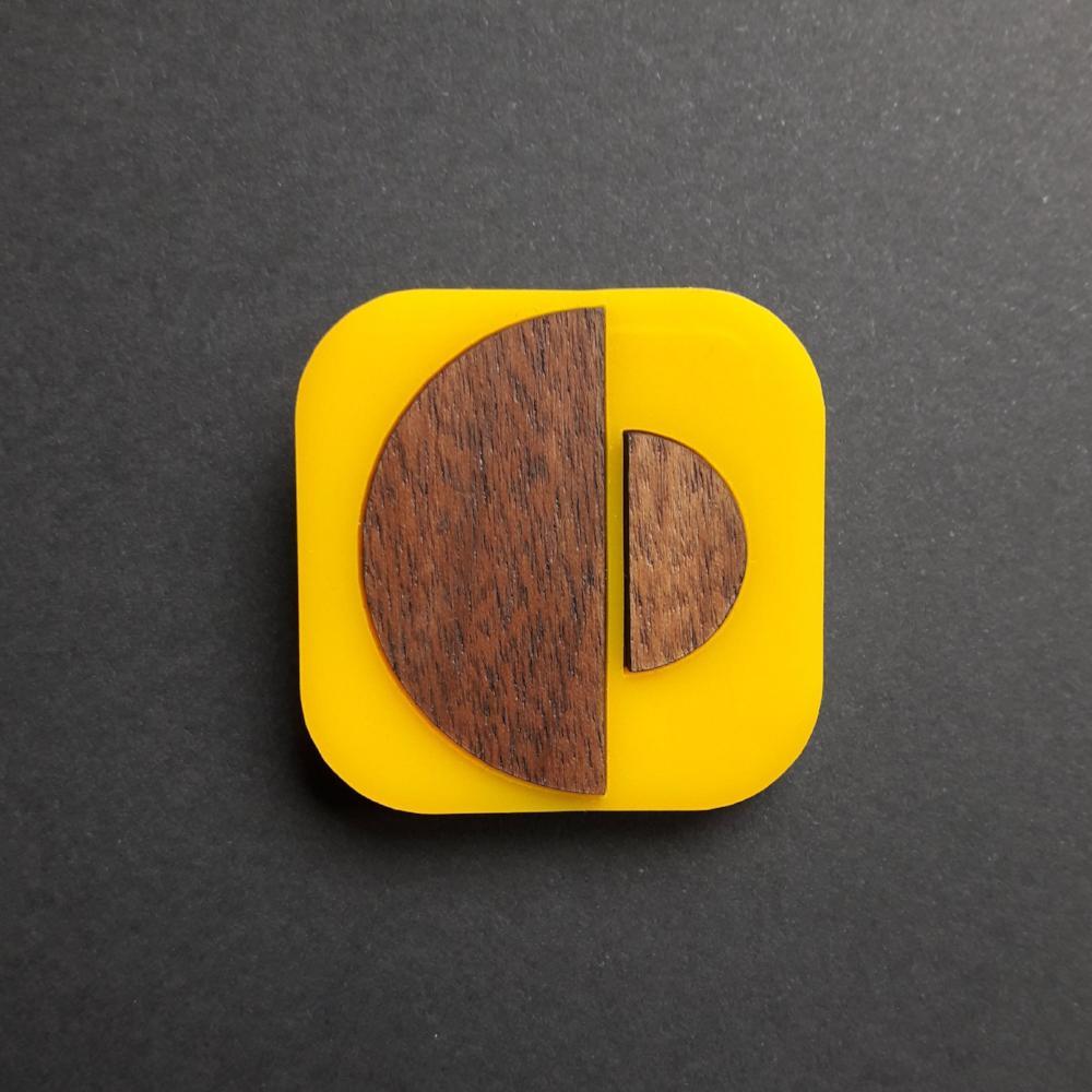 MANGO Acrylic & Walnut Brooch - Isa Duval