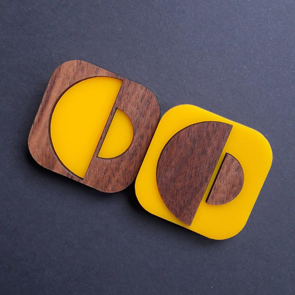 MANGO Acrylic & Walnut Brooch - Isa Duval