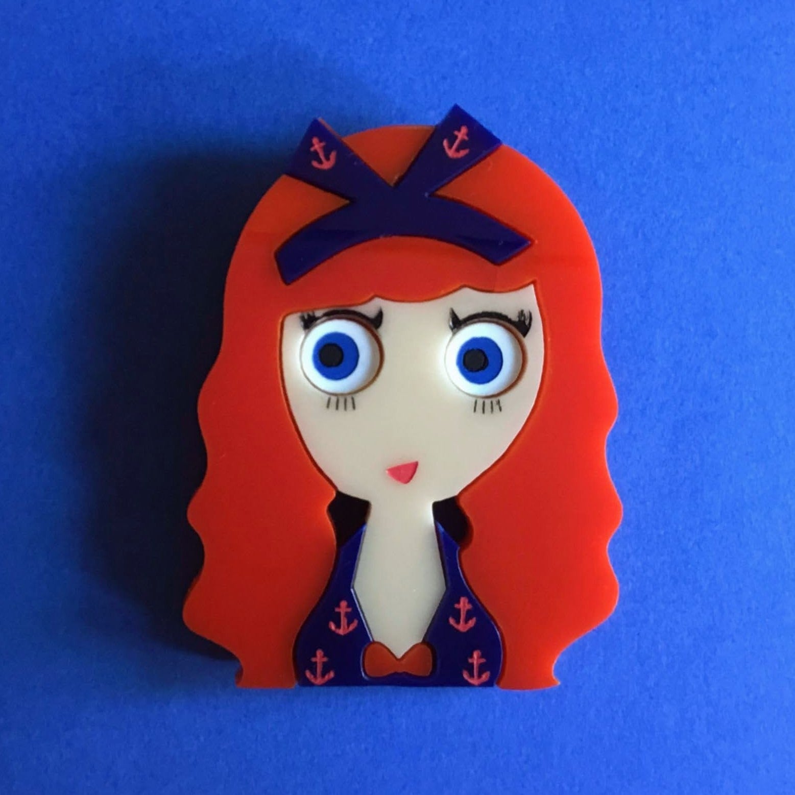 MAGGIE Acrylic brooch, Red Hair Pinup
