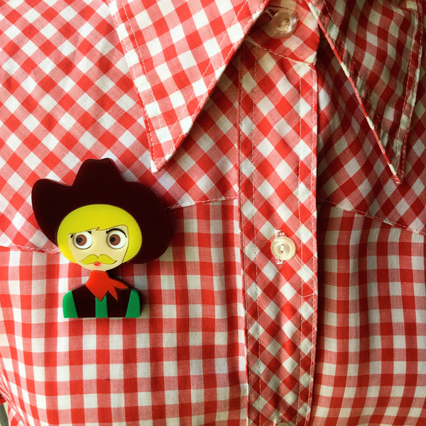 BOB Cowboy Acrylic Brooch, February Limited Numbered Edition - Isa Duval