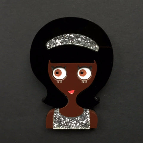 DONNA Acrylic Brooch, glitter dress and headband ready to party! - Isa Duval