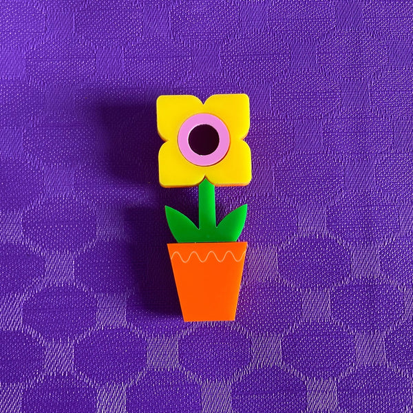 FLOWER IN A POT Acrylic Brooch