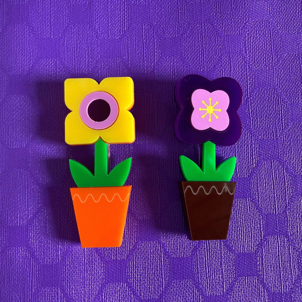 FLOWER IN A POT Acrylic Brooch