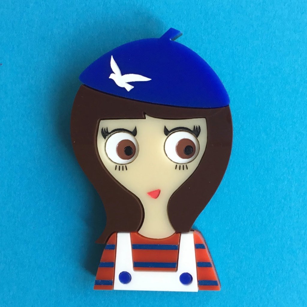 MARTINE Acrylic Brooch, a brunette from Brittany! - Isa Duval