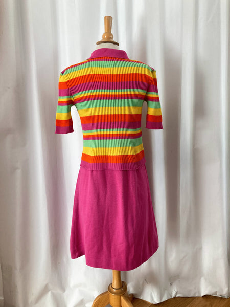 Robe multicolore en laine années 60