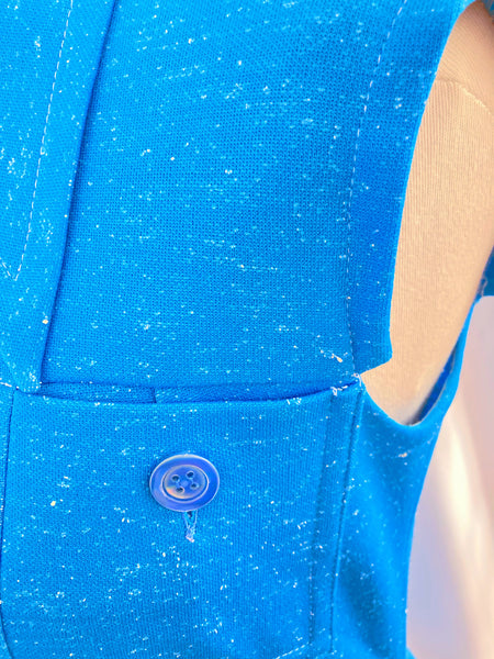 Robe sans manches Devernois turquoise  années 70