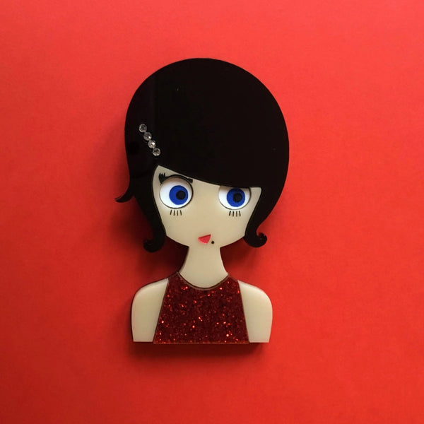 AUDREY Acrylic Brooch, Glitter Dress Classy Girl - Isa Duval