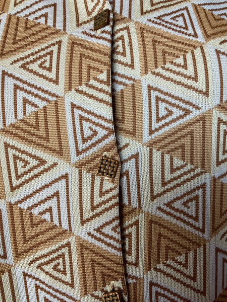 Robe motifs graphiques beige années 70