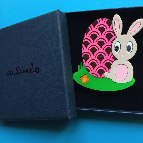 EASTER BUNNY Acrylic Brooch, Limited Edition