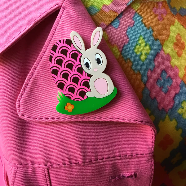 EASTER BUNNY Acrylic Brooch, Limited Edition