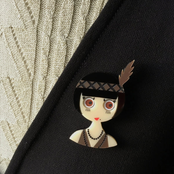 ROSEMARY Acrylic Brooch - Limited Edition - A woman from the Roaring Twenties. - Isa Duval