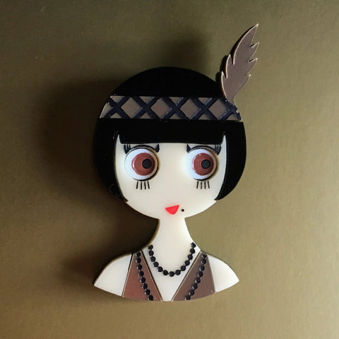 ROSEMARY Acrylic Brooch - Limited Edition - A woman from the Roaring Twenties. - Isa Duval