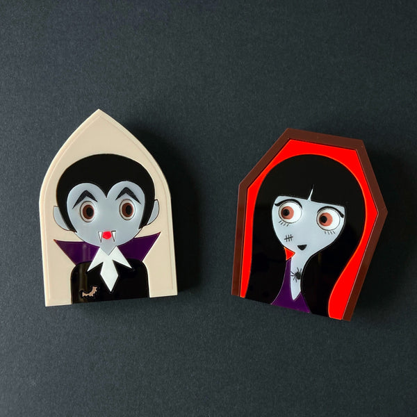 Broches acryliques MARCIA & GINO, éditions limitées Halloween 2023