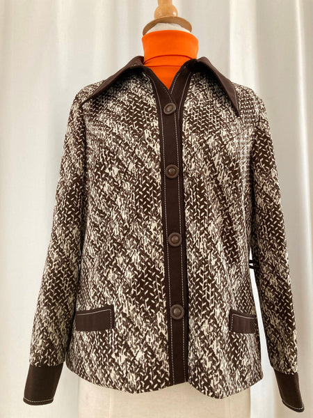Veste marron col pointu années 70