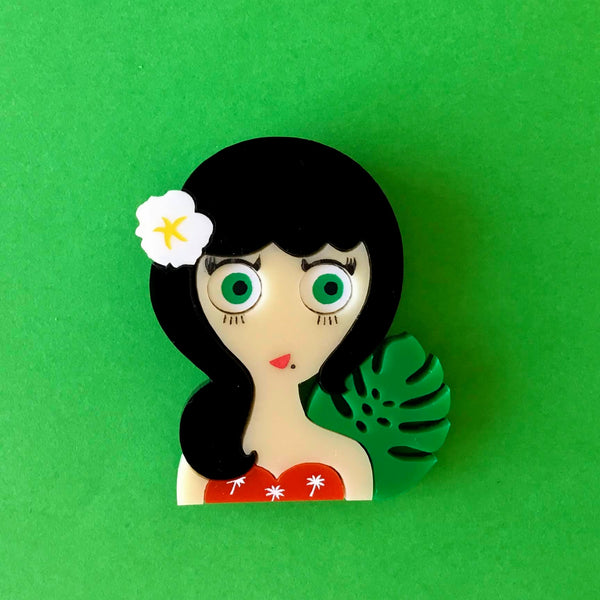 NOA Acrylic Brooch, June Limited Edition, Tiki Style