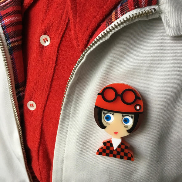 POPPY 2 Acrylic Brooch, Mod with Scooter Helmet - Isa Duval