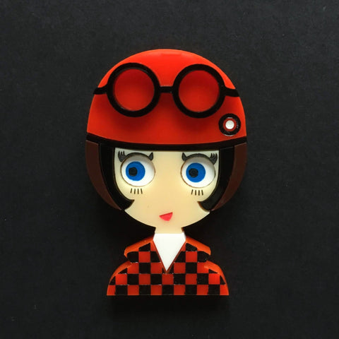 POPPY 2 Acrylic Brooch, Mod with Scooter Helmet - Isa Duval