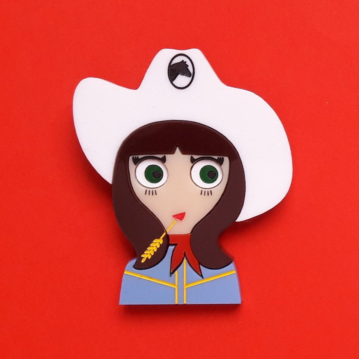 JO Cowgirl Acrylic Brooch, February Limited Numbered Edition - Isa Duval