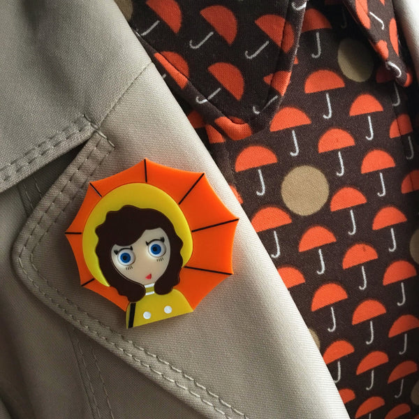 MICHELLE and her Umbrella Acrylic Brooch, April Limited Edition - Isa Duval