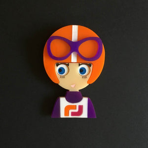 OLGA Acrylic Brooch, Ski Racer from the 70s, Limited Edition - Isa Duval