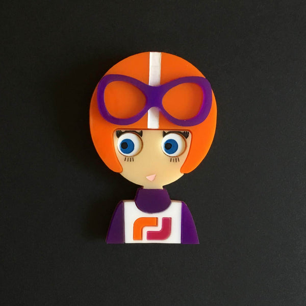 OLGA Acrylic Brooch, Ski Racer from the 70s, Limited Edition - Isa Duval